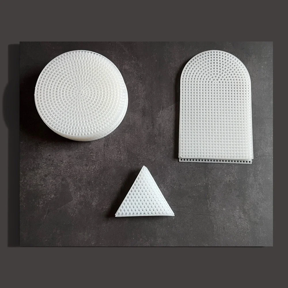 29 Plastic Canvas Shapes Clear New Circles Tombstone Triangles 7 Count Mesh New